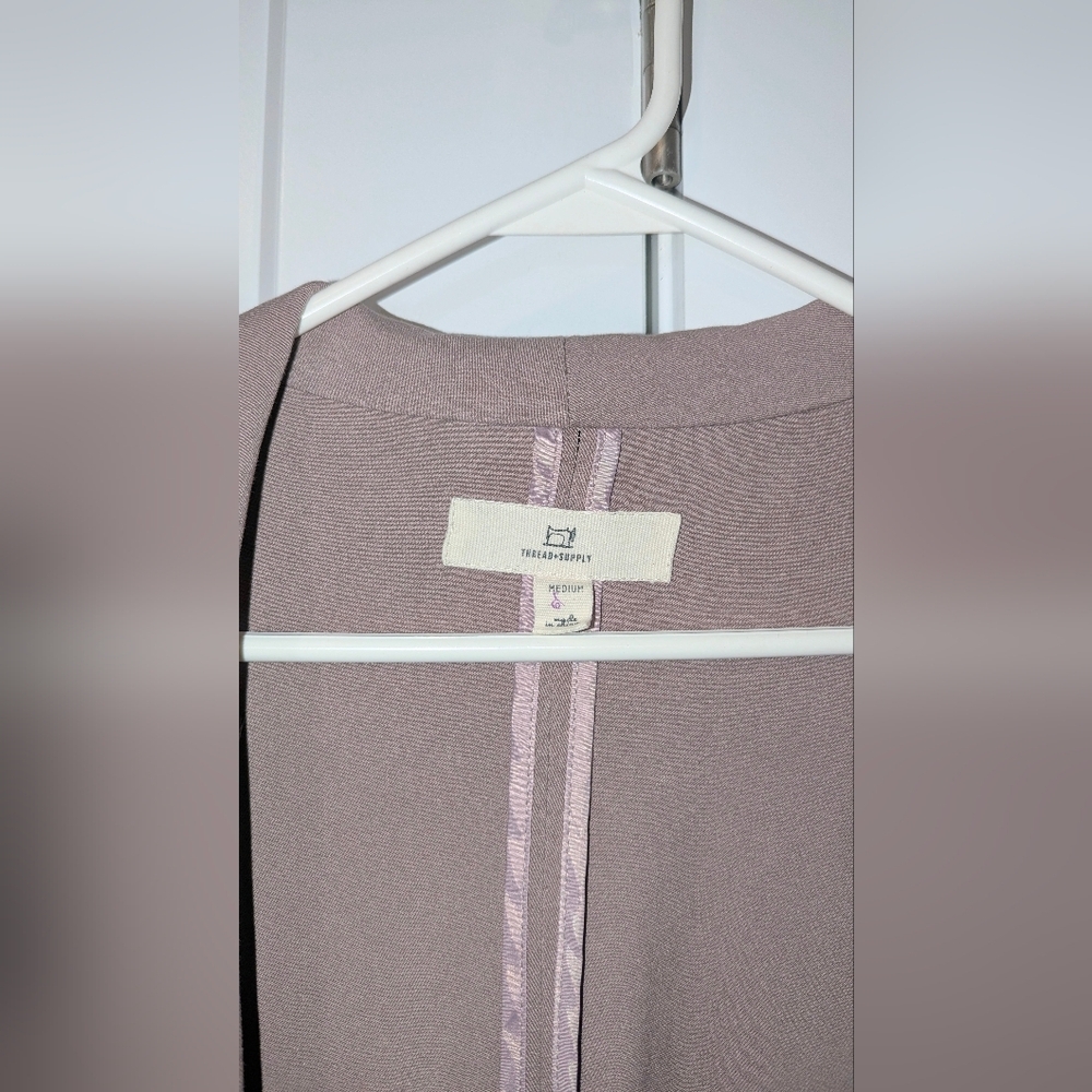 Thread & Supply Womens Jacket Medium Wrap Coat Belted Pink Mauve 100% Cotton - Picture 6 of 8